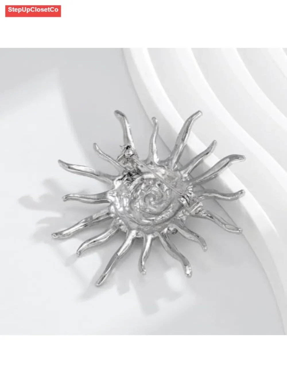 Dainty Crystal Sun Brooch Spiral Rhinestone Pin for Women